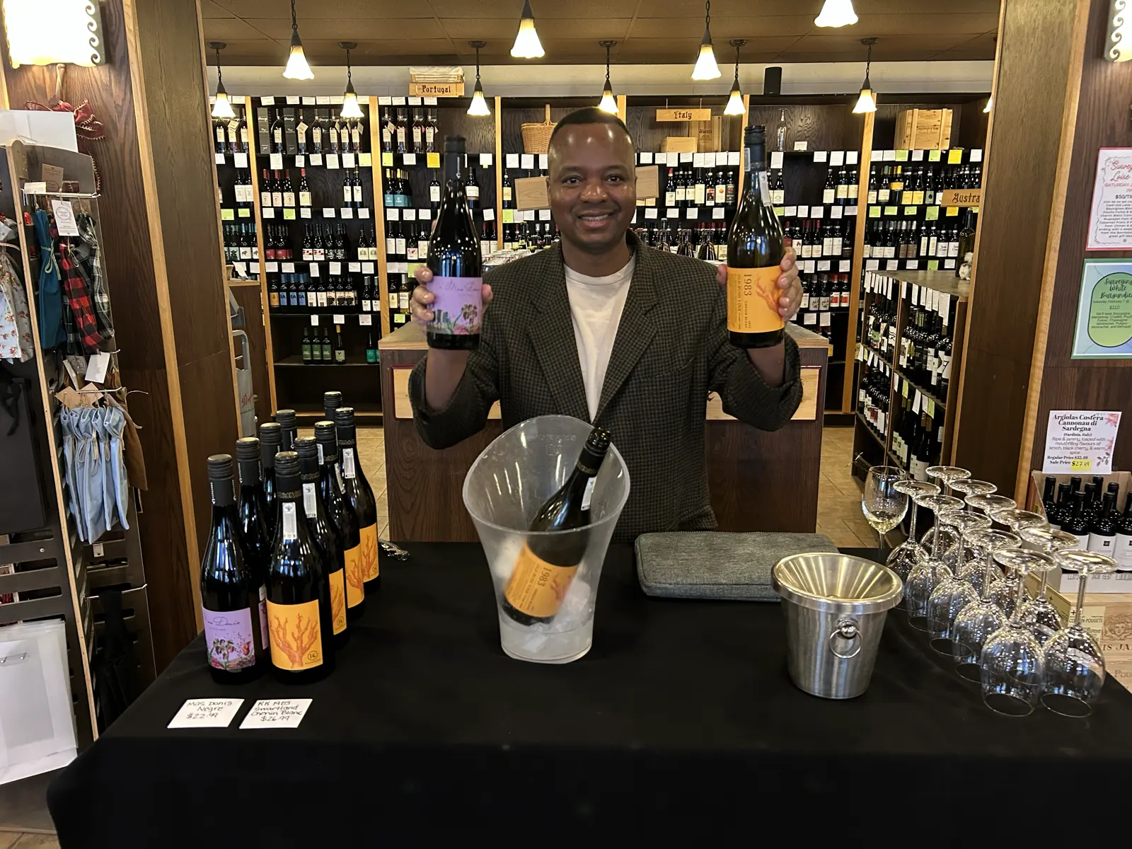 Pouring wine on the trade floor