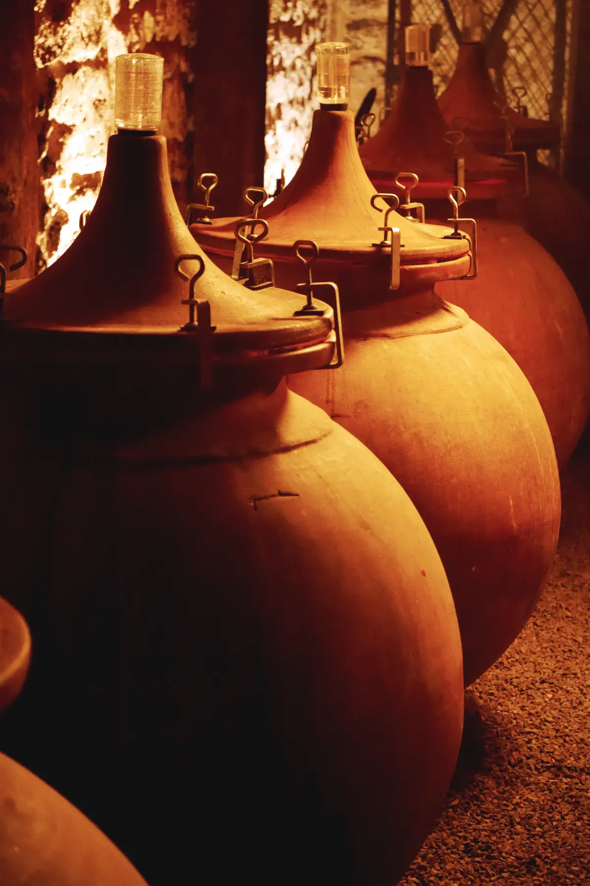 Terracotta jars in the cellar